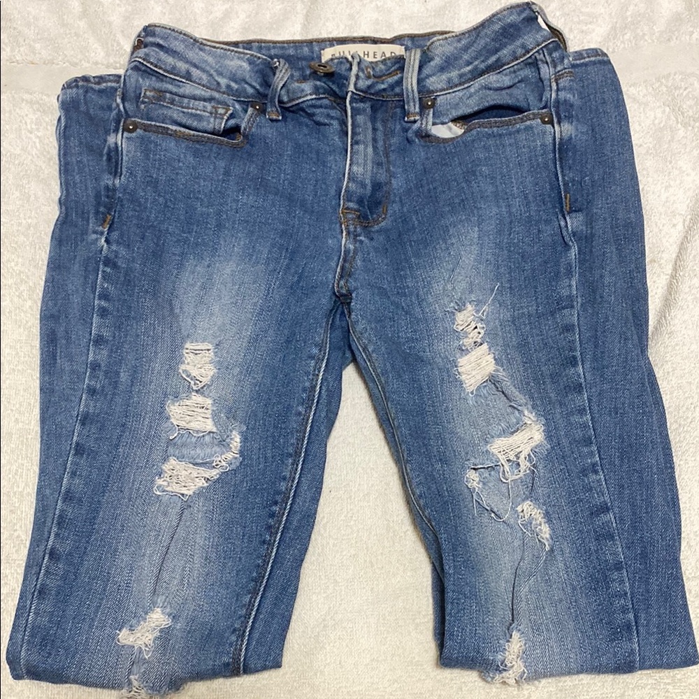 Blue Distressed Women's Jeans